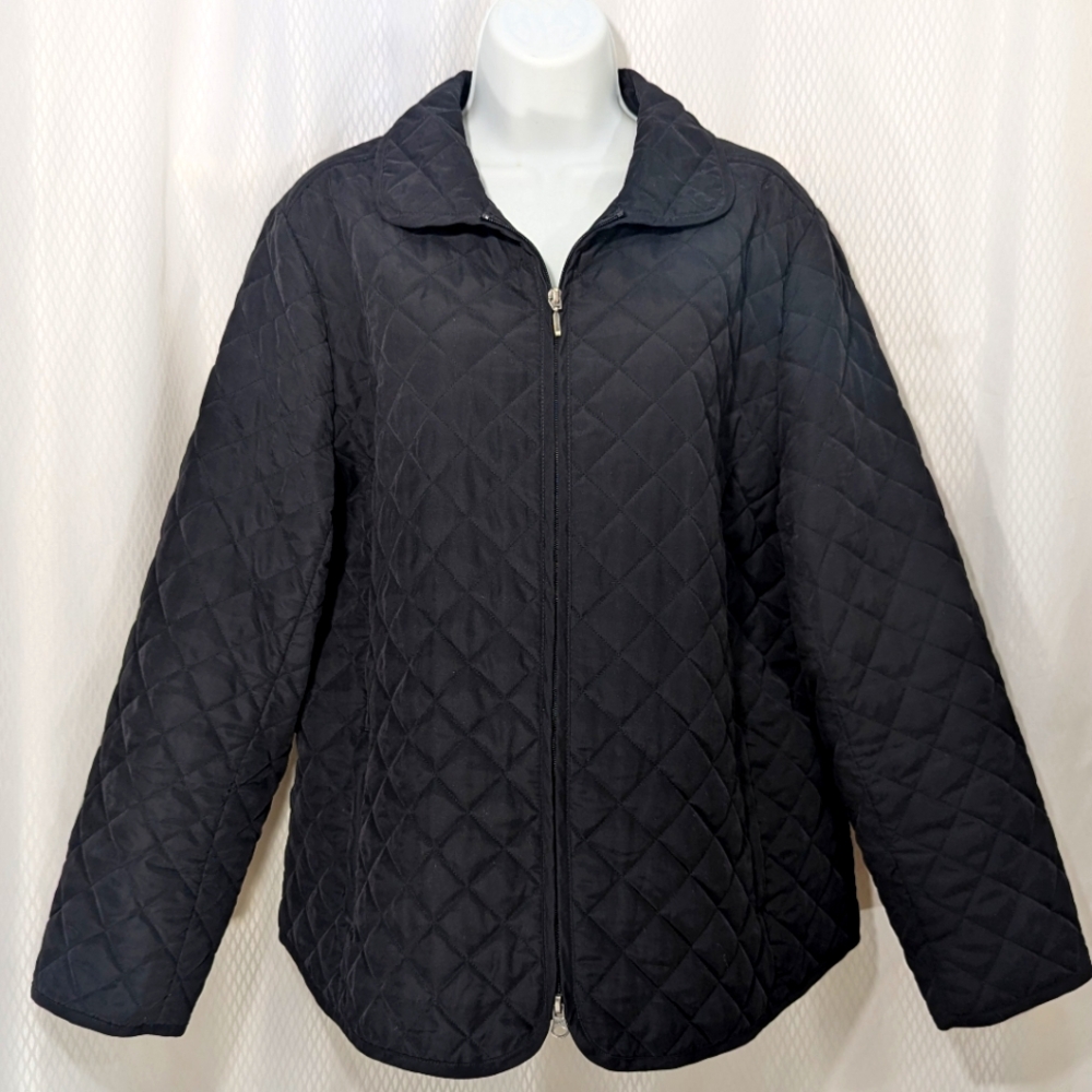 Croft & Barrow Ladies Lightweight Zip-Front Quilted Jacket, Black, Large